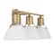Hello Honey® 24" Cooper White & Gold Metal 3-Light Vanity Light with Etched Glass Shades